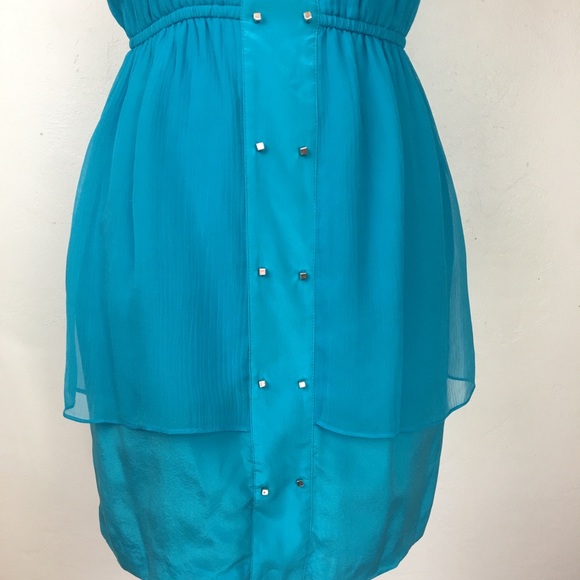 BCBGENERATION Turquoise 100% Silk Dress Sz S - Picture 3 of 7